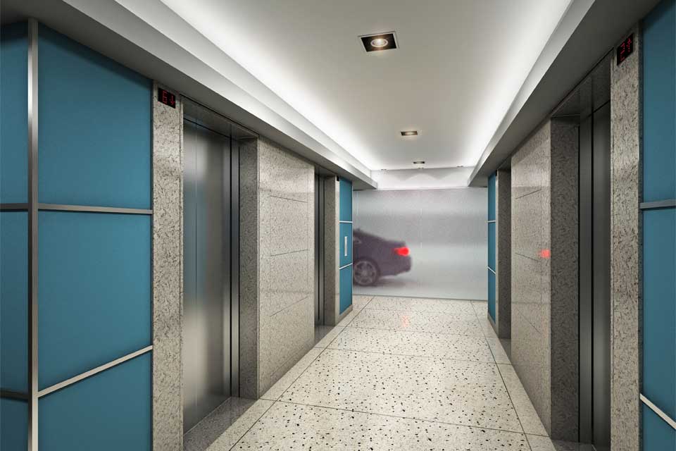 Hall de ascensores subsuelo Torre B